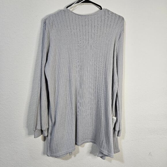 Blu pepper blue and white long sleeve comfy cardigan fall sweater open front - Picture 2 of 7